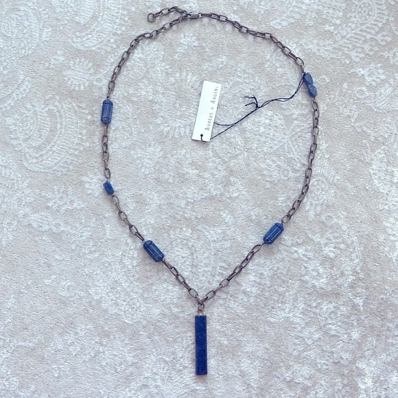 Brand New Aureus + Argent Necklace & Bracelet Set Alexandria Narrow Pendant Blue - Picture 6 of 14